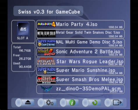 dol in settings I cannot get the system to reset. . Swiss gamecube